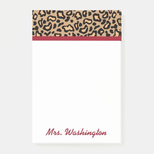 Personalisierte Leopard-Lehrer-Post-it-Notiz-Gesch Post-it Klebezettel (Vorderseite)