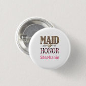 Personalisierte Leopard Print Trauzeugin Geschenk Button (Vorne & Hinten)