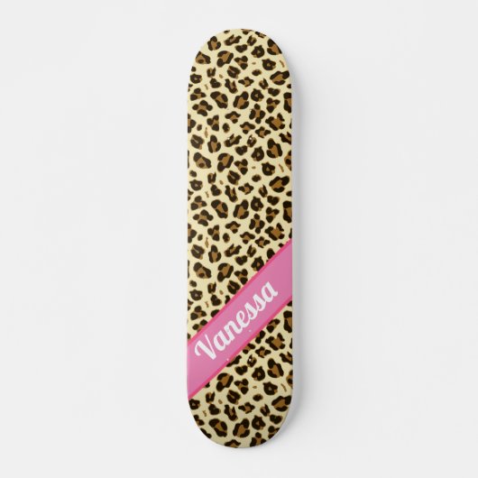 Personalisierte Leopard-Printwerbung - Mädchen Skateboard (Vorne)