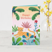 Personalisierte Leoparden Alter 7 Mädchen Geburtst Karte (Gelbe Blume)