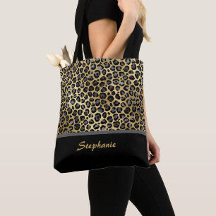 Personalisierte Leopardrucke Schwarz, Grau und G Tasche