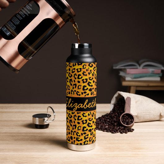 Personalisierte Leopardrucke Trinkflasche (Kaffee)