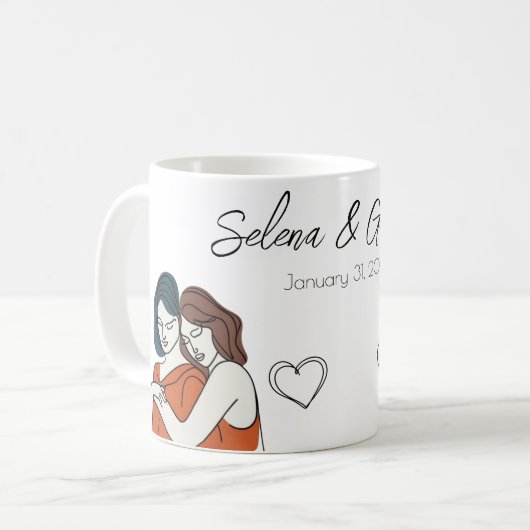 Personalisierte Lesbian-Matching Kaffeetasse (Vorderseite Links)