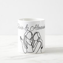 Personalisierte lesbische Couple Line Art