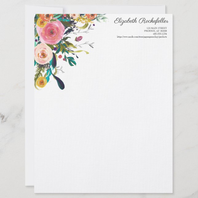 Personalisierte Letterhead Multi-Blume-Stationieru Briefbogen (Vorderseite)