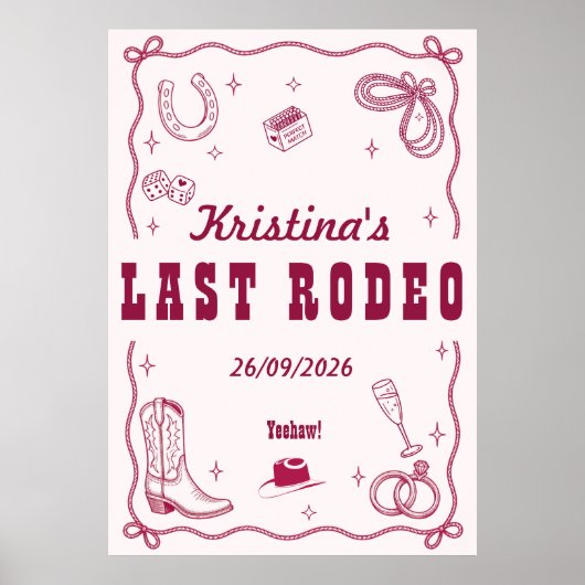 Personalisierte Letzte Rodeo Western Junggesellinn Poster (Vorne)