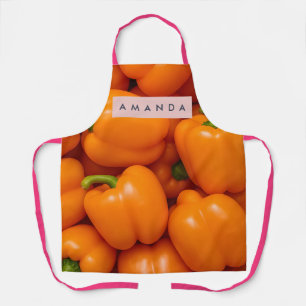 Personalisierte leuchtend frische orange Paprika Schürze