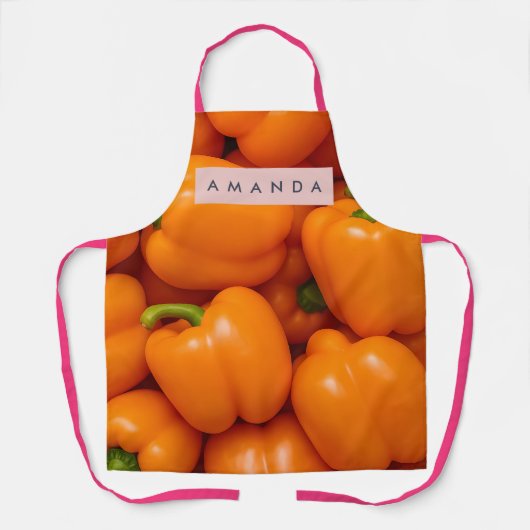 Personalisierte leuchtend frische orange Paprika Schürze (Vorderseite)