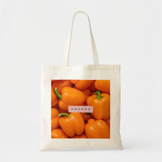 Personalisierte leuchtend frische orange Paprika Tragetasche (Vorne)