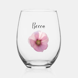 Personalisierte leuchtend rosa Stockrose Weinglas Ohne Stiel