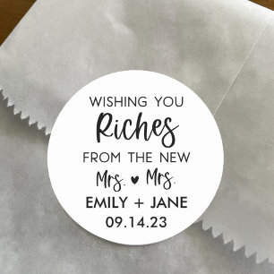 Personalisierte LGBTQ Wedding Lotterie Ticket Bevo Runder Aufkleber