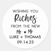 Personalisierte LGBTQ Wedding Lotterie Ticket Bevo Runder Aufkleber (Vorderseite)