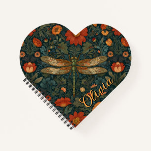Personalisierte Libelle orange floral Boho Chic Notizblock