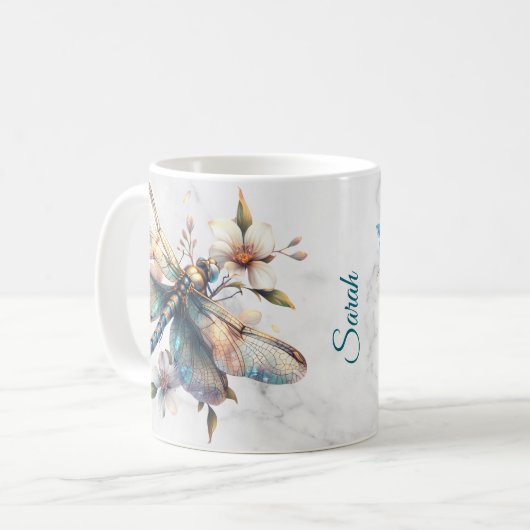 Personalisierte Libelle-Tasse Kaffeetasse (Vorderseite Links)