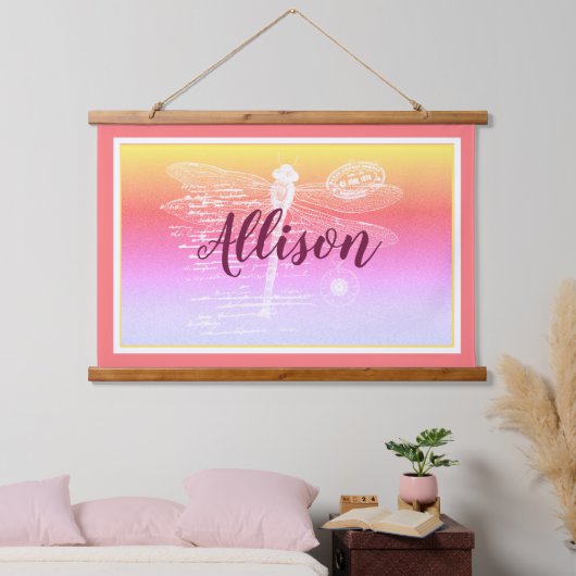 Personalisierte Libelle Wandteppich Mit Holzrahmen (Schlafzimmer)