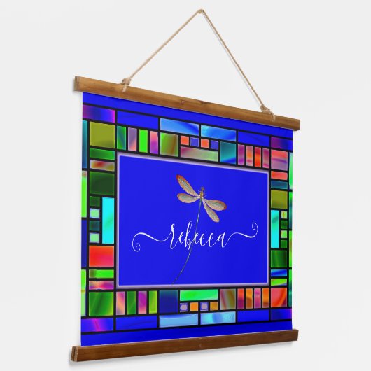 Personalisierte Libelle Wandteppich Mit Holzrahmen (Gewinkelt)