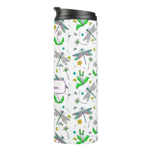 Personalisierte Libellen und Lüster Thermosbecher (Nach rechts gedreht)