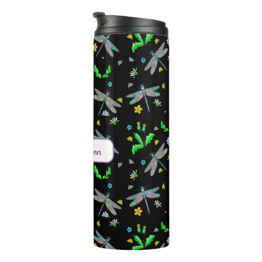 Personalisierte Libellen und Lüster Thermosbecher (Nach rechts gedreht)