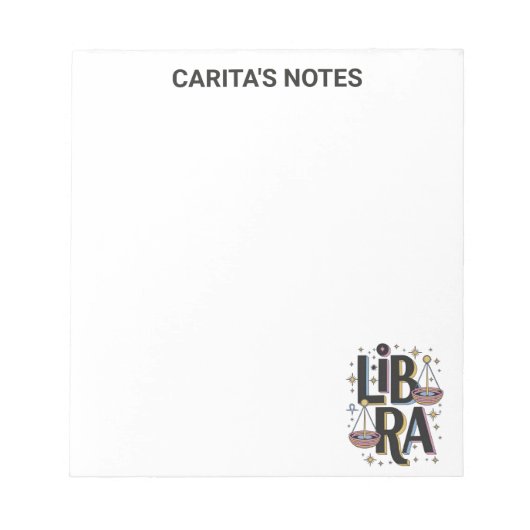 Personalisierte Libra Zodiac Signatur Notepad Notizblock (Vorderseite)