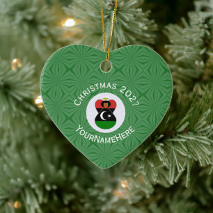 Personalisierte libysche Engel-Weihnachtsflagge Keramik Ornament
