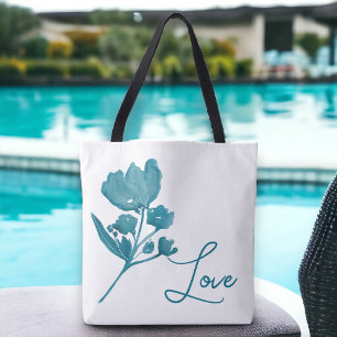 Personalisierte Liebe Aquamarin Wasserfarben Tasch Tasche
