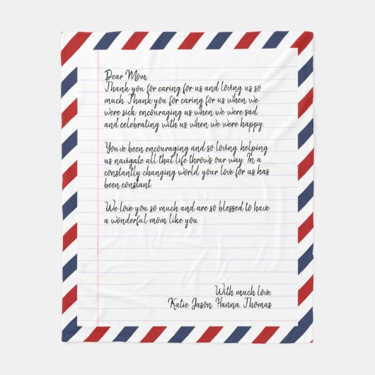 Personalisierte Liebe Brief Handgeschriebene Luftp Fleecedecke (Vorderseite)