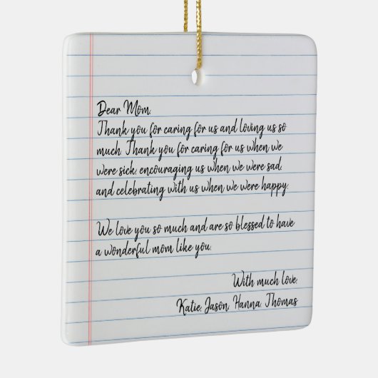 Personalisierte Liebe Brief Handgeschriebene Weihn Keramikornament (Rechts)