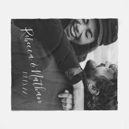 Personalisierte Liebe Couple Foto Hochzeitstag Fleecedecke (Vorderseite (Horizontal))