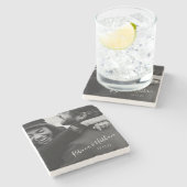 Personalisierte Liebe Couple Foto Hochzeitstag Steinuntersetzer (Seitenansicht)