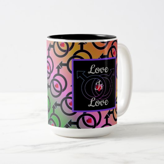 Personalisierte Liebe der Homosexuelle ist Liebe R Zweifarbige Tasse (VorderseiteRechts)