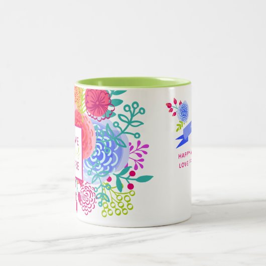 Personalisierte Liebe der Wasserfarben Zweifarbige Tasse (Mittel)