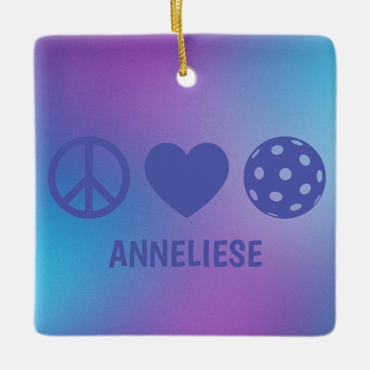 Personalisierte Liebe des Friedens Pickleball Grad Keramikornament (Vorderseite)
