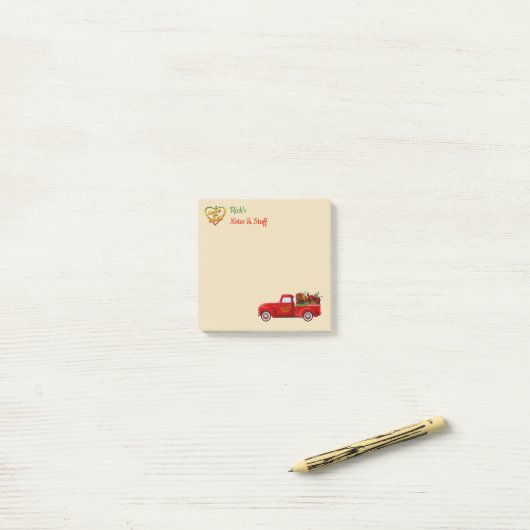 Personalisierte Liebe des hitzestückenden Rotlastw Post-it Klebezettel (Auf Schreibtisch)