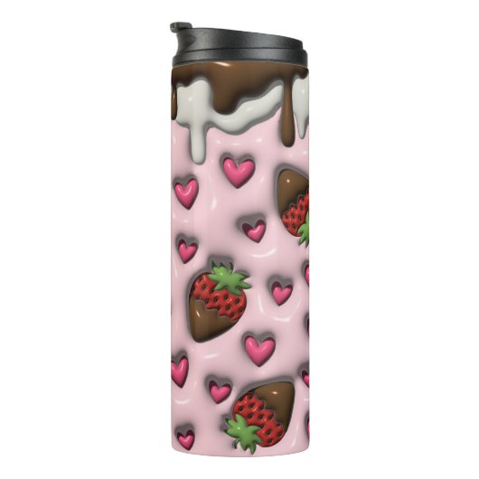 Personalisierte Liebe Erdbeerschokolade 3D Thermosbecher (Nach rechts gedreht)