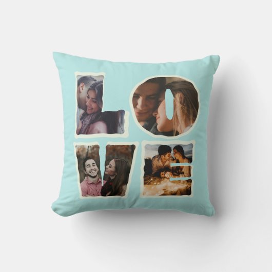 Personalisierte LIEBE Foto Collage Valentinstag Kissen (Vorderseite)