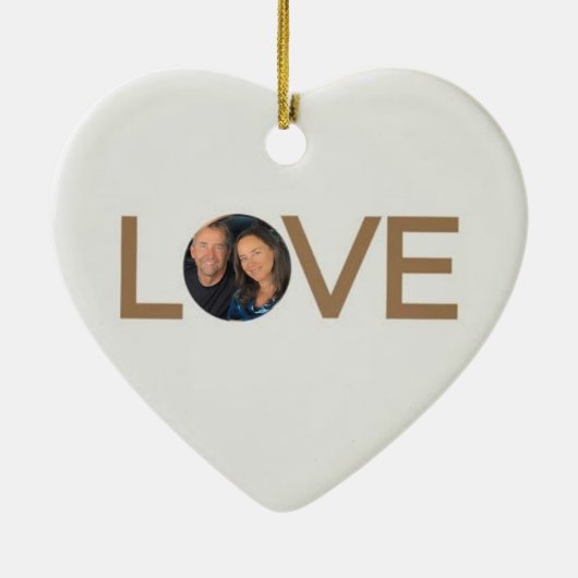 Personalisierte Liebe Foto Herzform Keramik Ornament (Hinten)