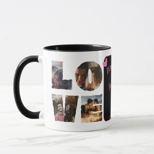 Personalisierte LIEBE FotoCollage I Modern Tasse (Links)