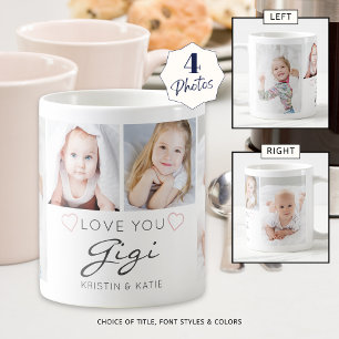Personalisierte LIEBE GIGI Handgeschriebene 4 Foto Kaffeetasse