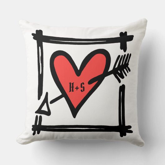 Personalisierte Liebe Herz Hochzeit Valentine Cush Kissen (Vorderseite)