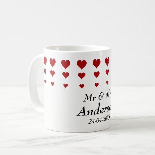 Personalisierte Liebe Herz-Muster Kaffeetasse (Vorderseite Links)