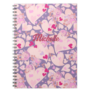 Personalisierte Liebe - Herz und Rose-Notebook Notizblock