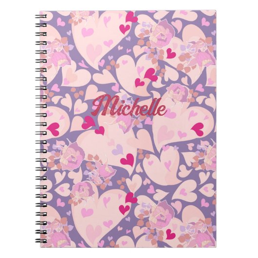 Personalisierte Liebe - Herz und Rose-Notebook Notizblock (Vorderseite)