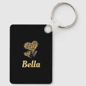 Personalisierte Liebe Herzleopard Print Retro Schlüsselanhänger (Rückseite)