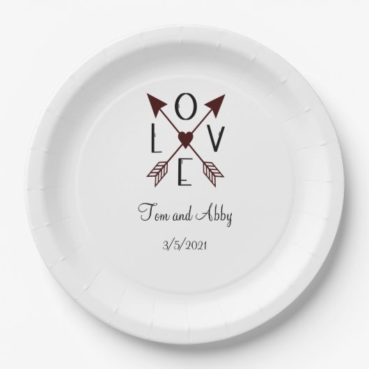 Personalisierte Liebe Hochzeit Verlobung Brautpart Pappteller (Vorderseite)
