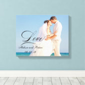 Personalisierte Liebe Hochzeitsportrait Leinwanddruck (Insitu (Holzboden))