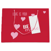 Personalisierte Liebe ist, du bist meine, rosa Her Große Geschenktüte (Vorderseite)