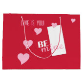 Personalisierte Liebe ist, du bist meine, rosa Her Große Geschenktüte (Rückseite)