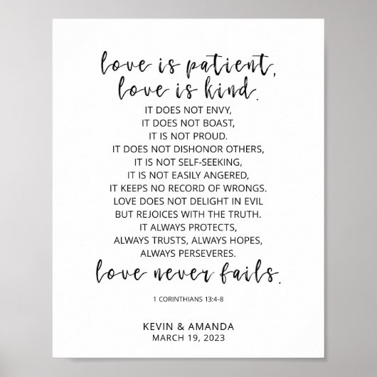 Personalisierte Liebe ist Patient, 1 Korinther 13: Poster (Vorne)