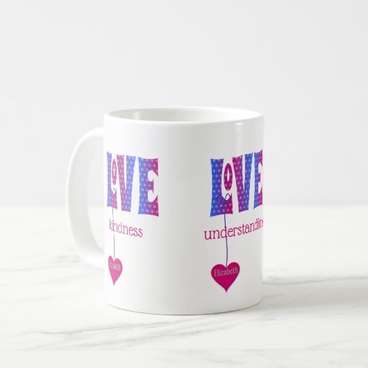 Personalisierte LIEBE Kaffeetasse (Vorderseite Links)