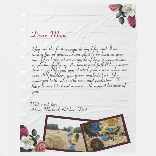 Personalisierte Liebe Letter Handwriting & Foto Fl Fleecedecke (Vorderseite)